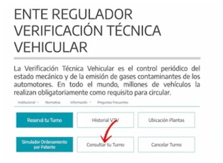 Paso 1 para consultar o cambiar el turno de la VTV en Marcos Paz