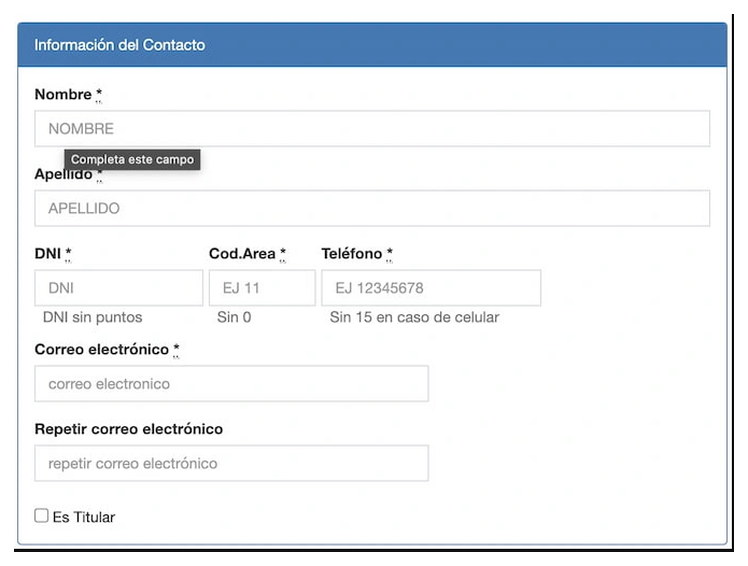 Paso 2 para sacar turno de la VTV en Marcos Paz: información del contacto